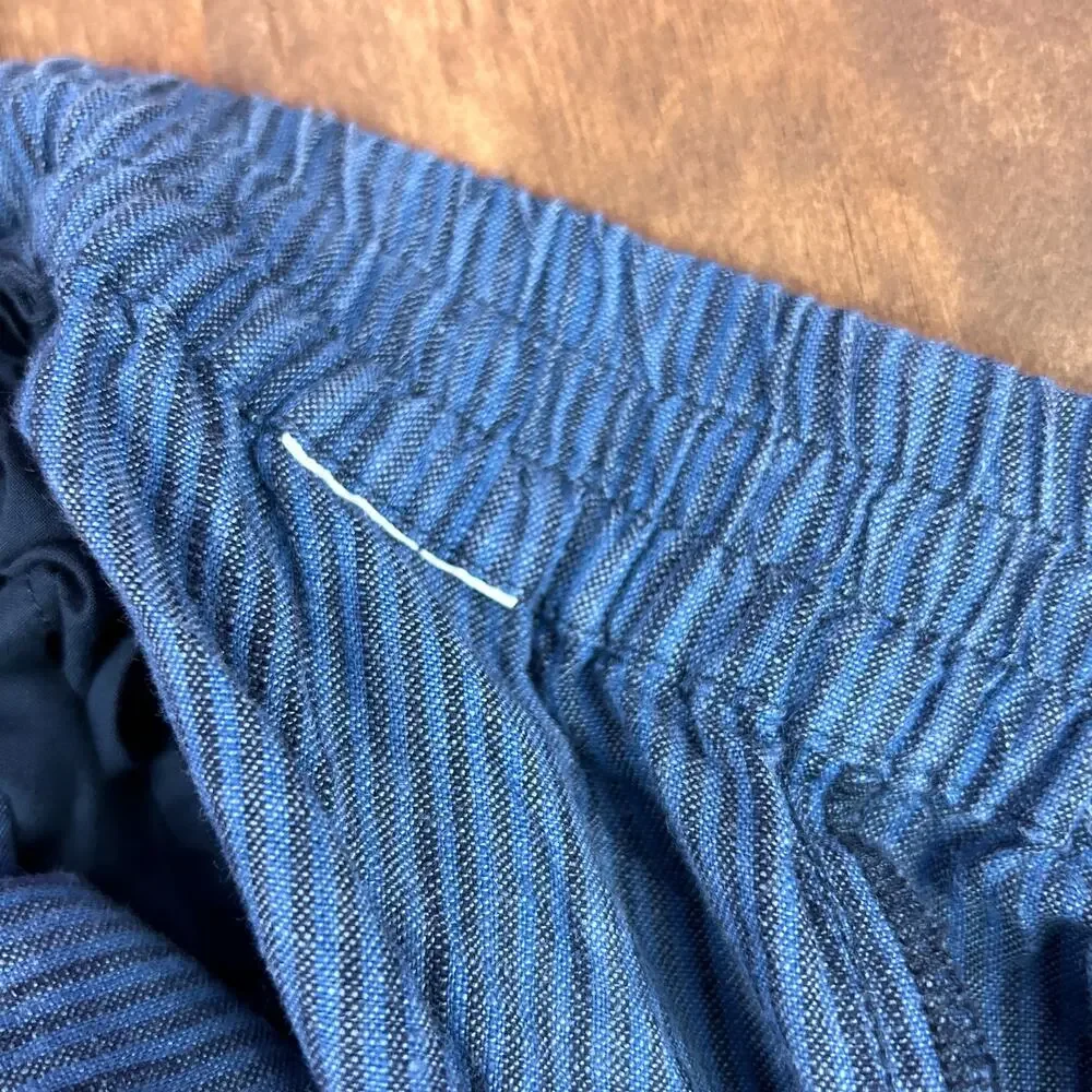 Michael Kors Womens Pants Blue Black Striped Pull On Lightweight Paperbag 10